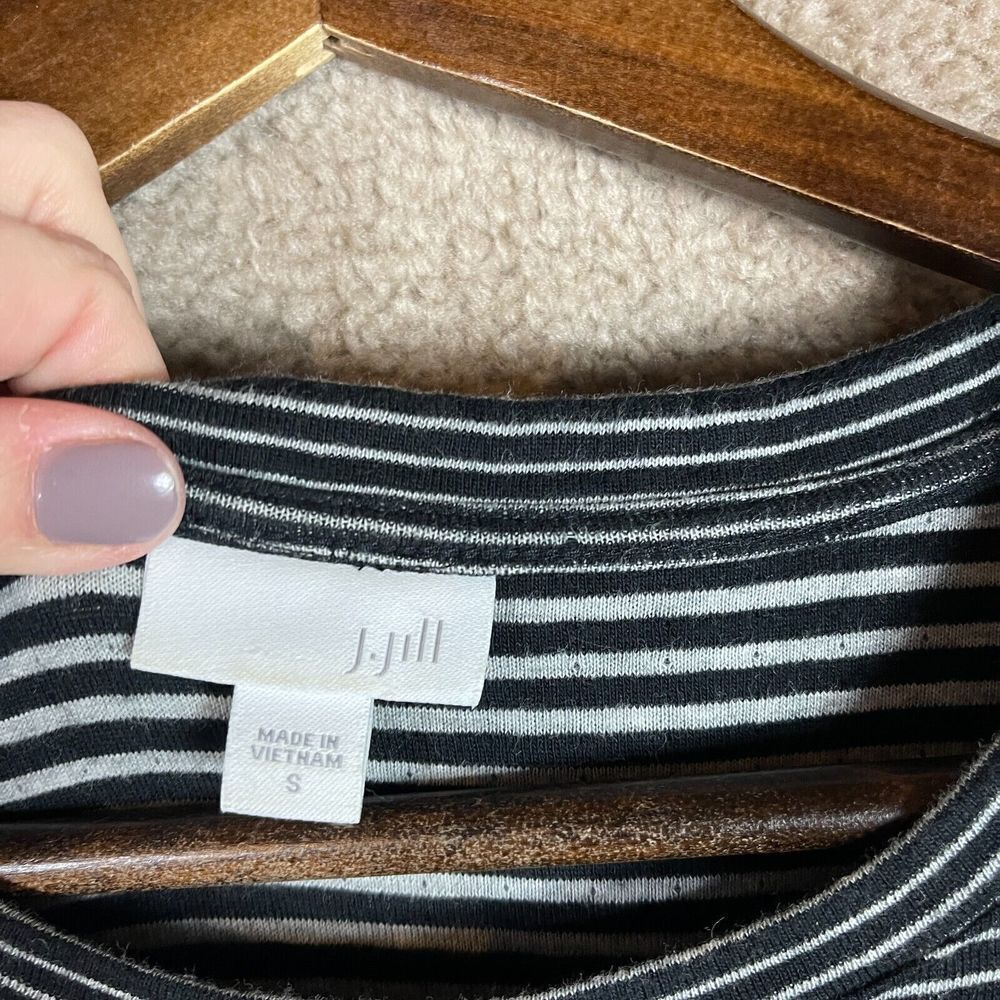 J. Jill Tunic Dress‎ Size Small Black Long Sleeve Stripe Pullover Knit Cotton - Picture 7 of 10
